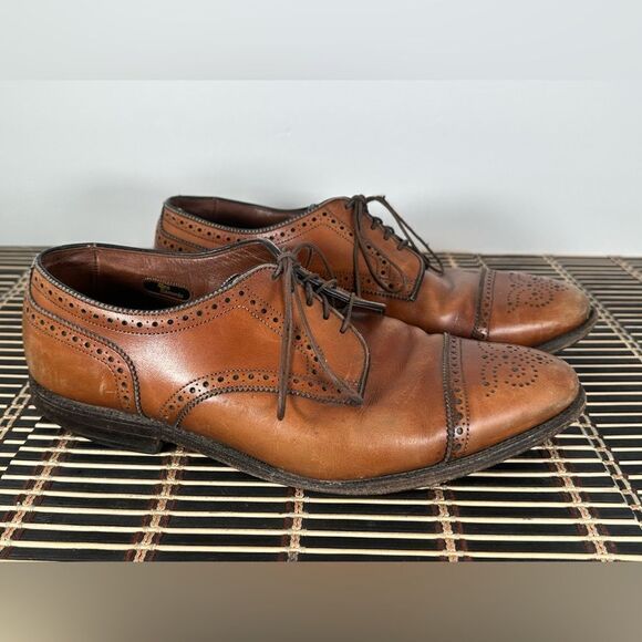 Allen Edmonds Sanford Walnut Brogue Cap Toe Leather Derby Dress Shoes Size 9.5 main image 9